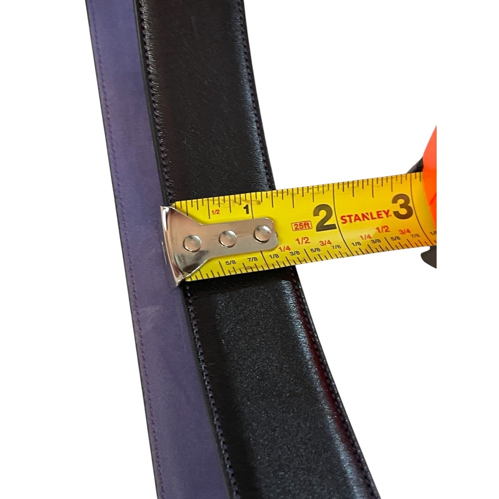 READ Ted Baker Mens Black Italian Leather Belt Purple Lining Size 40 Preppy Lux - Picture 10 of 11